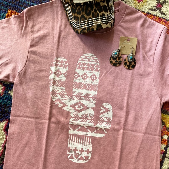 Tops - Aztec Cactus shirt, southwestern boho Tee,NWT